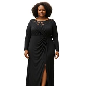 2/$30 Chaps Elegant Black Sequin Evening Dress